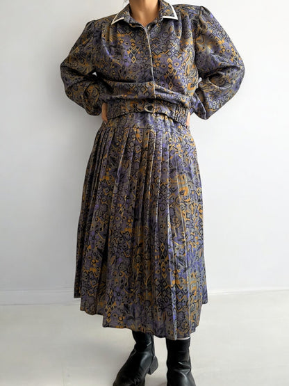 Vintage Set Patterned Skirt & Jacket