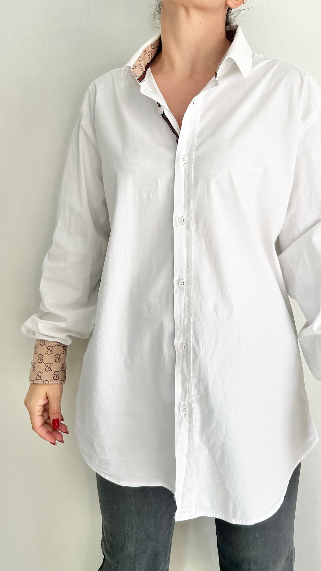 Vintage Gucci Long-Sleeve Shirt – White – 3XL