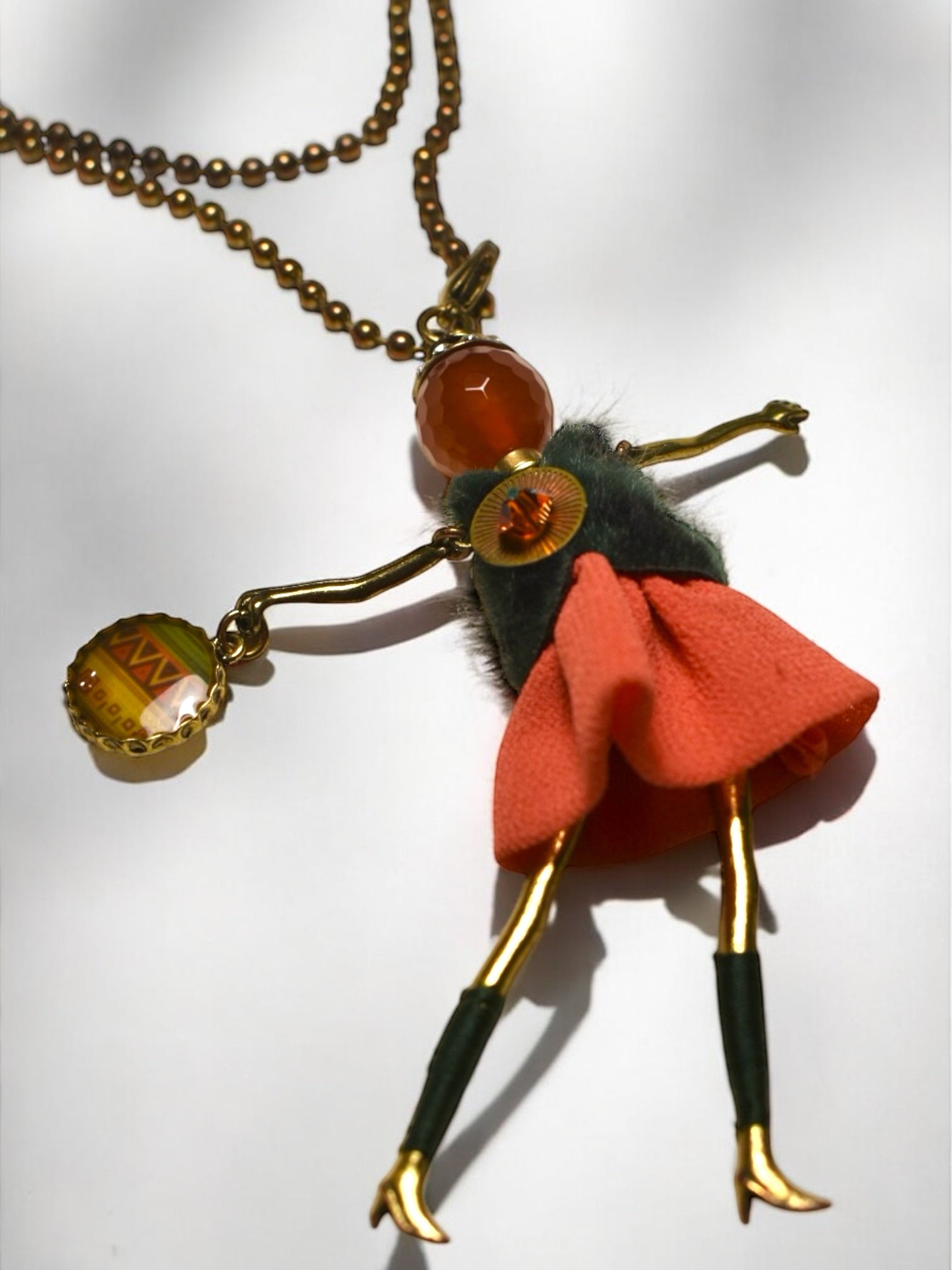 Vintage RS Paris Necklace – Gold Tone – Elegant French Jewelry 1980s/1990s - DOLL Pendant on Chain