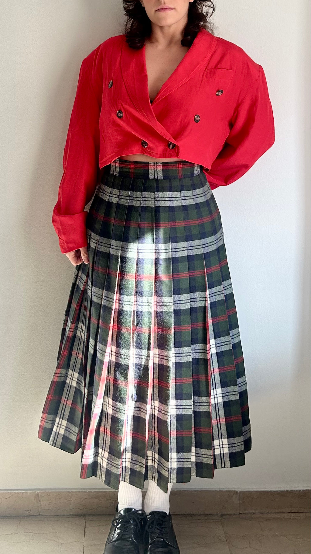 Vintage 100% Pure New Wool Plaid Skirt