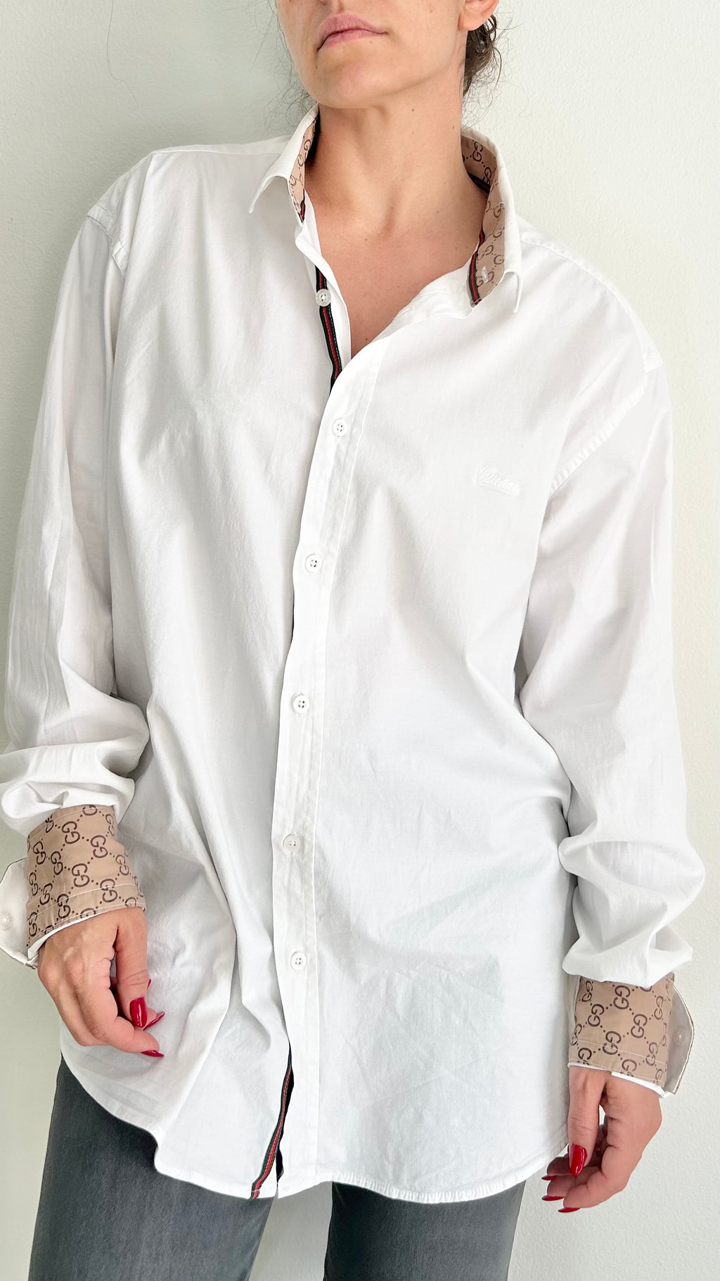 Vintage Gucci Long-Sleeve Shirt – White – 3XL