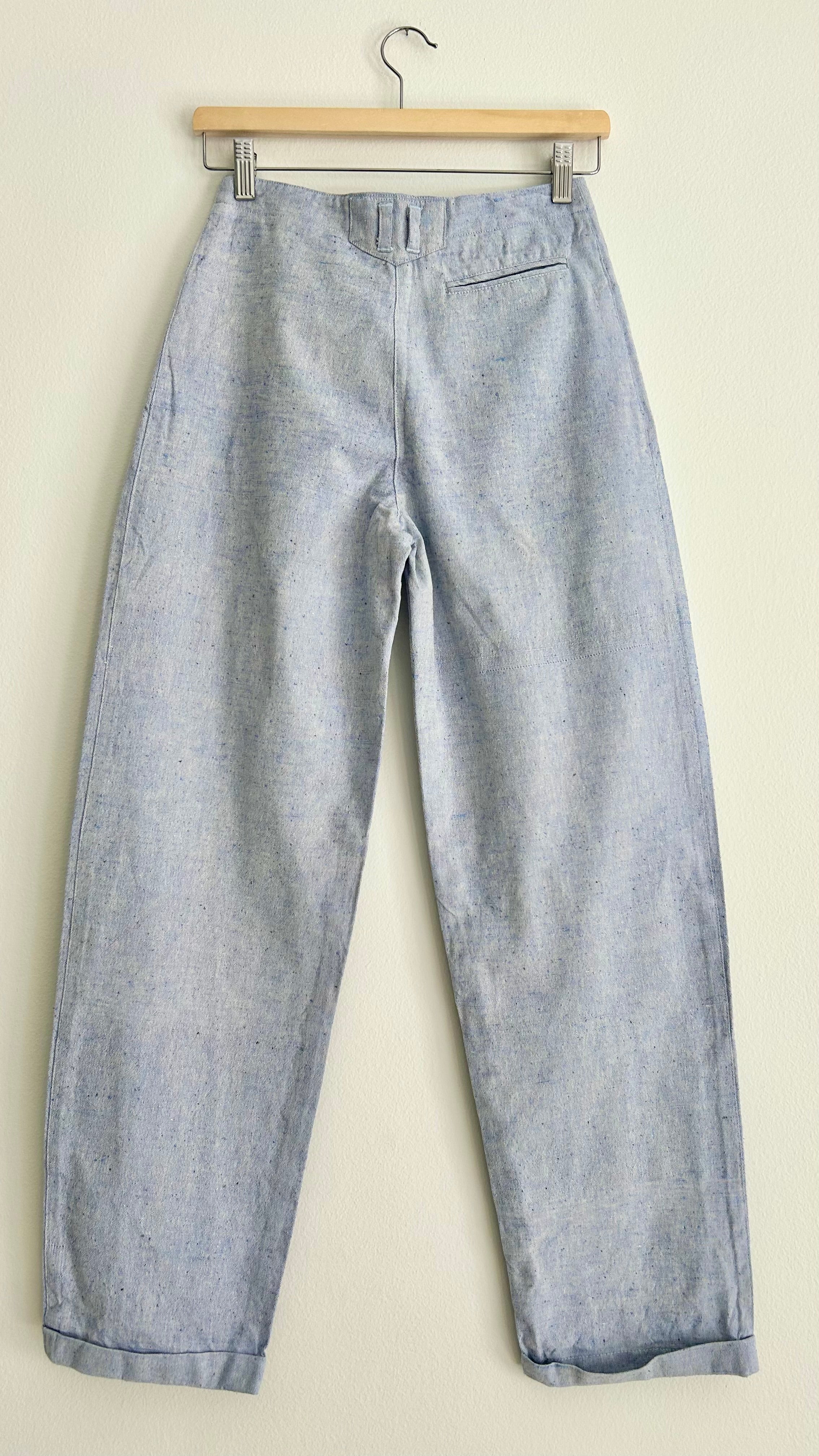 Vintage 1980s High-Waist Cotton Pants | Light Blue | XS–S