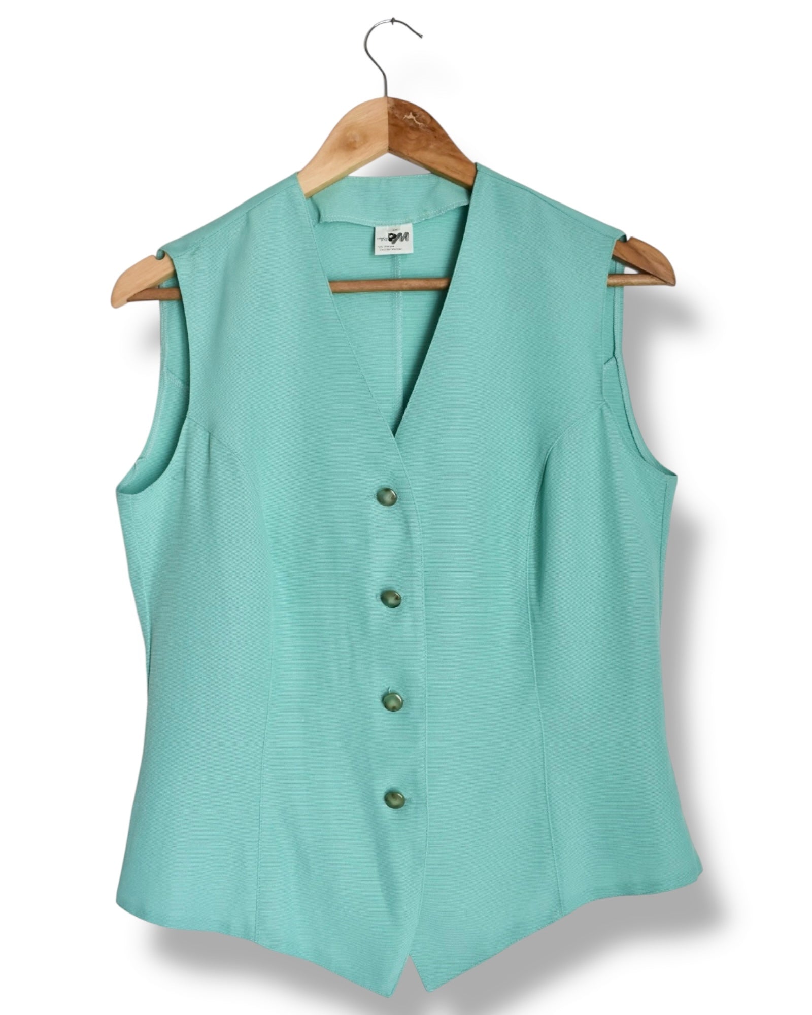 90s Women’s Vest – Mint Colour Ribbed (Size 40)