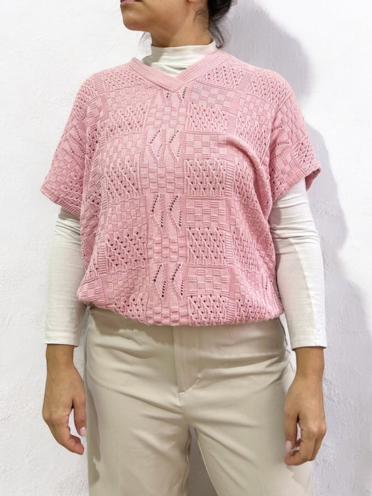 Vintage Light Pink Knitted Vest