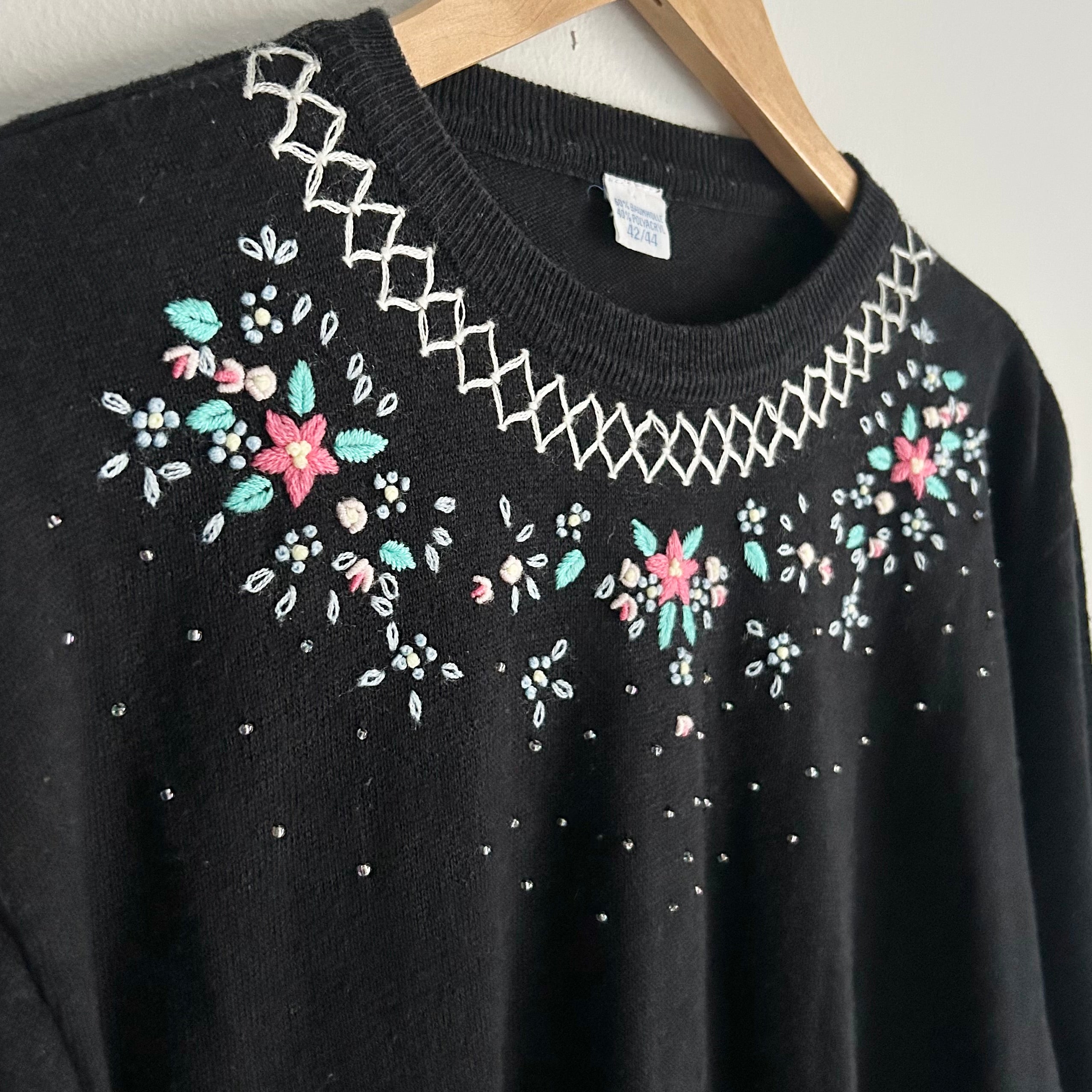 Vintage Floral Embroidered Knit