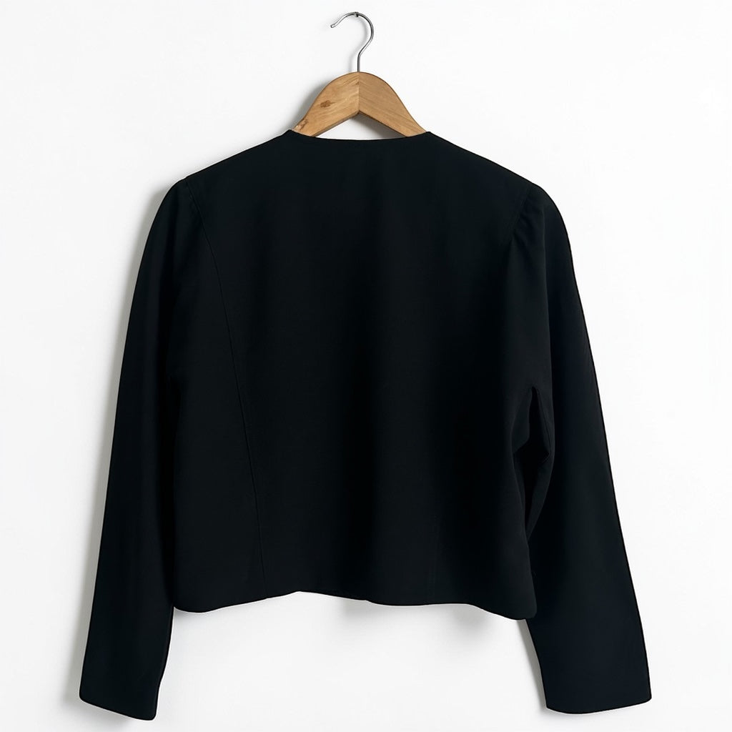 90s Cropped Black Blazer • Double-Breasted Gold Buttons