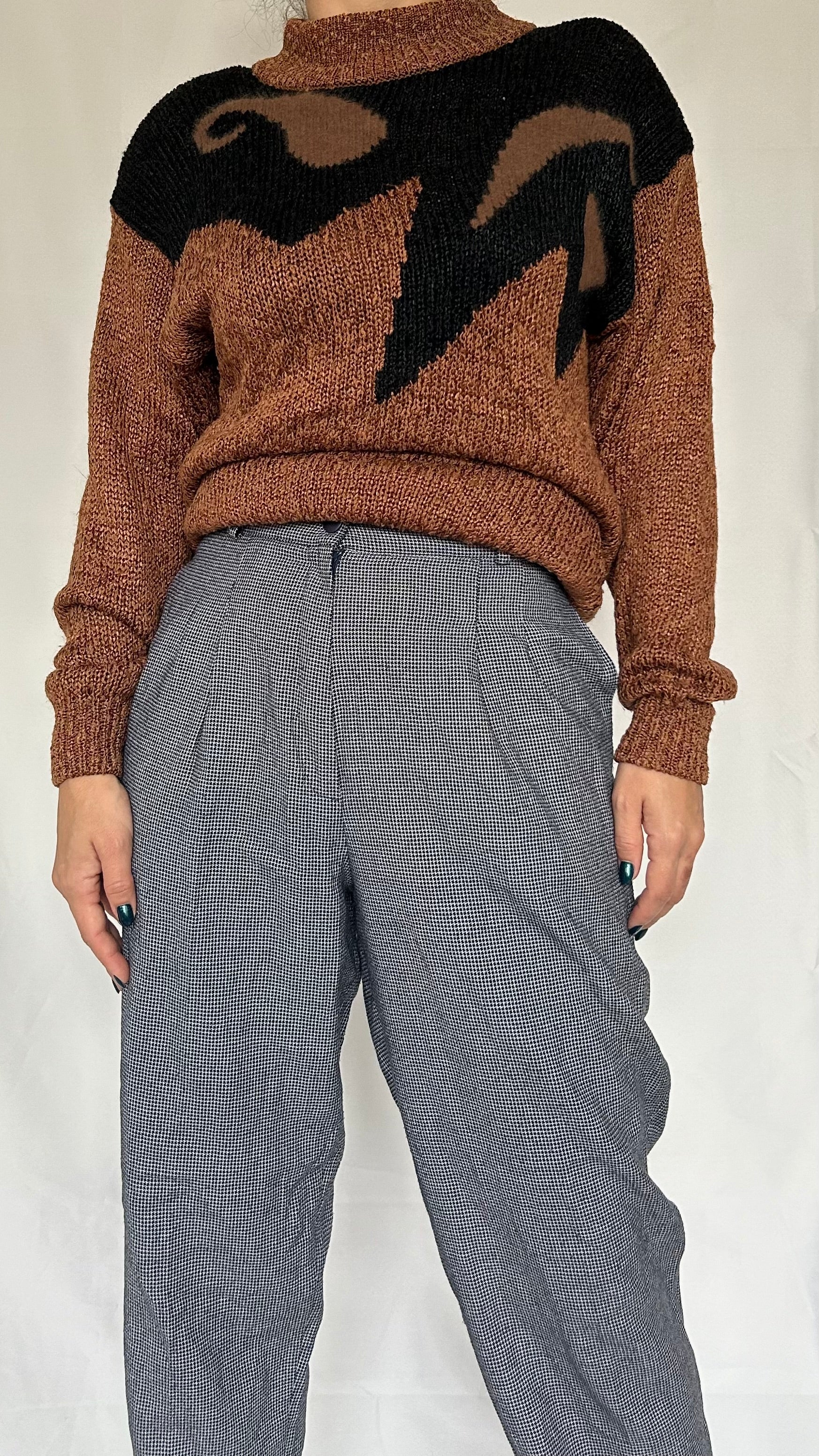 Vintage High Waisted Office Pants B&W