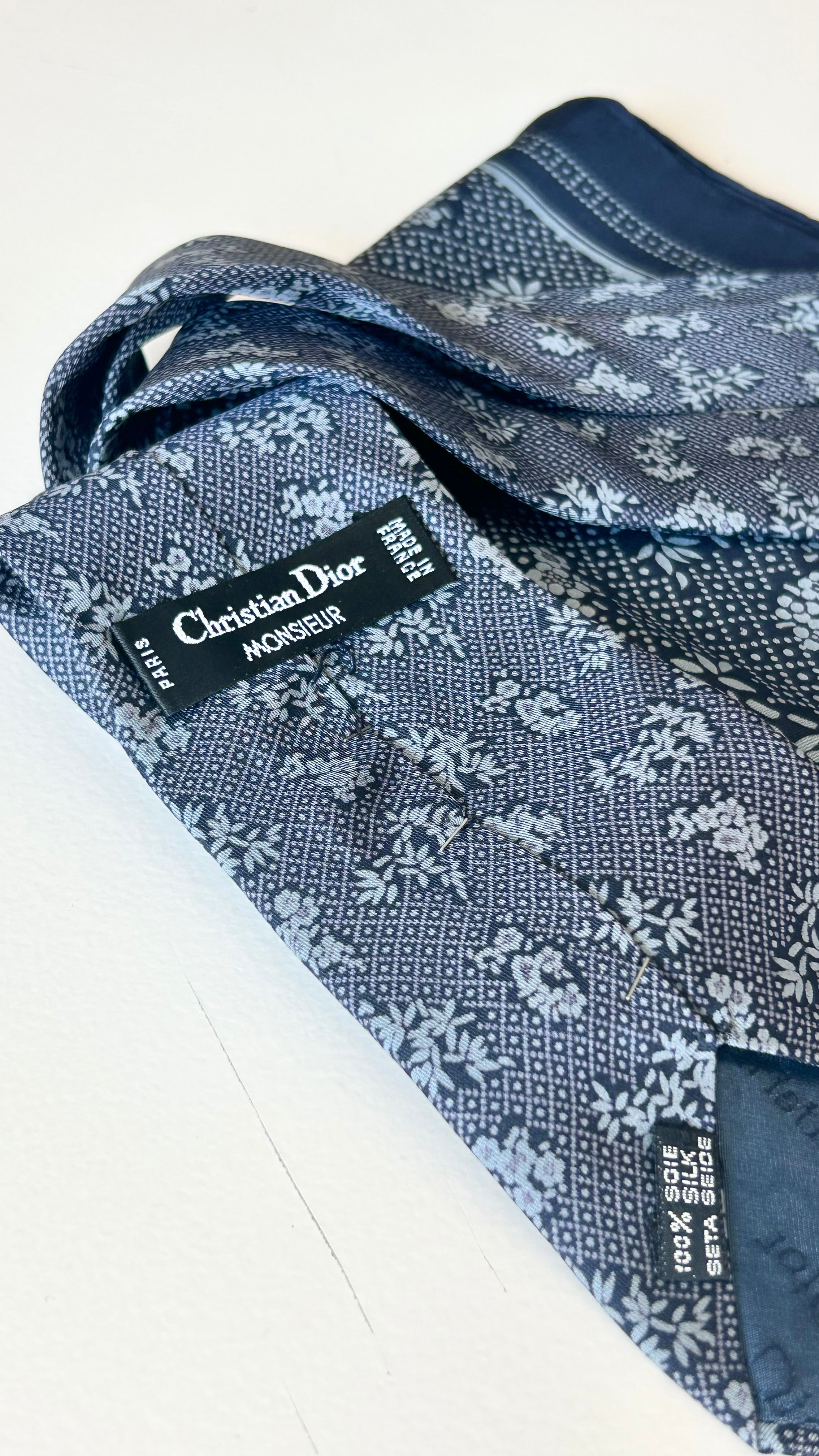 Vintage Christian Dior Monsieur Set – Silk Tie & Pocket Square 1980s