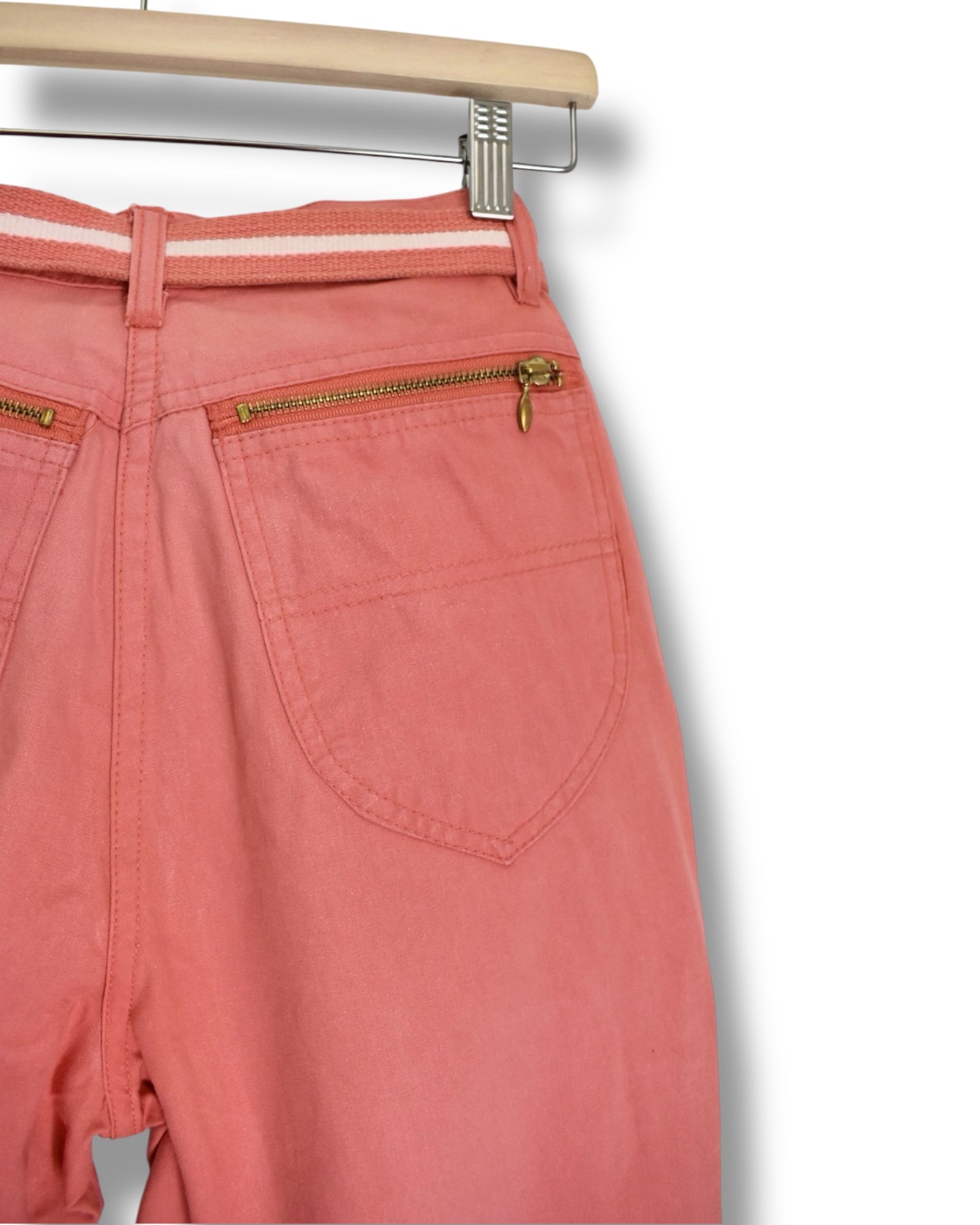 Vintage Coral High-Waisted Cotton Pants – Size 38 (EU)