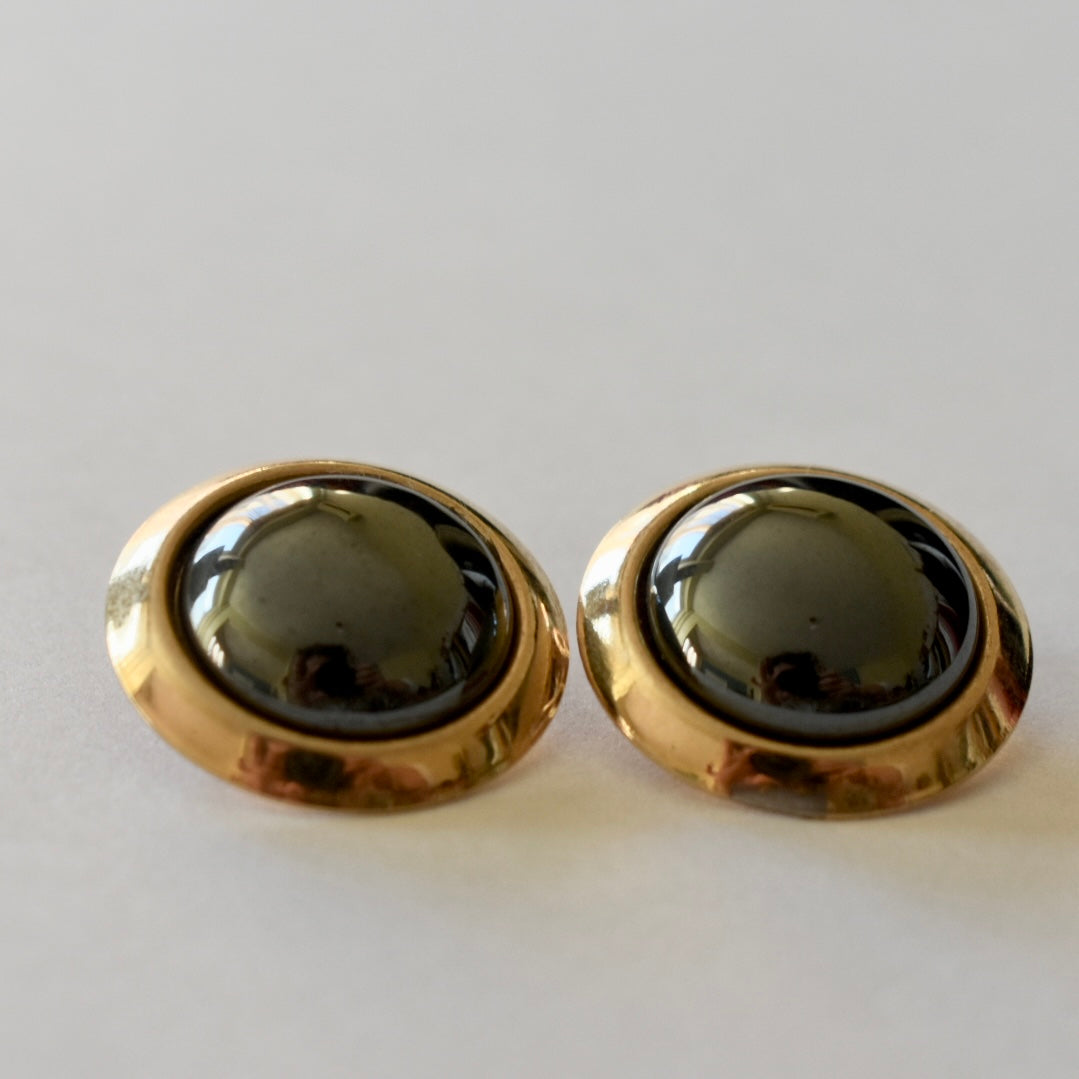 Vintage Black Pearl Clip Earrings