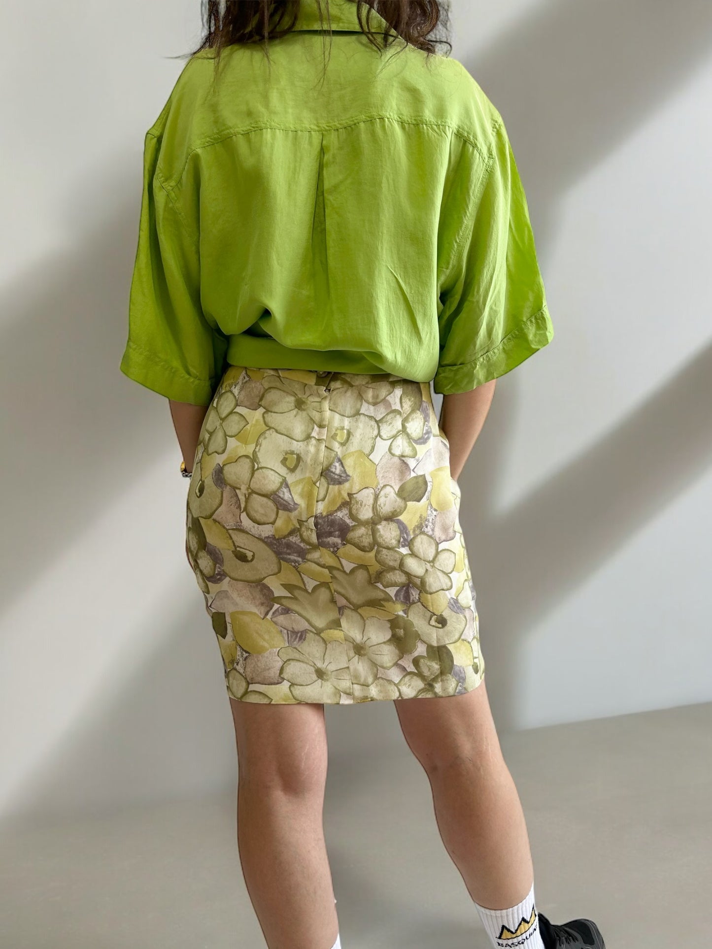 Vintage Silk Floral Skirt