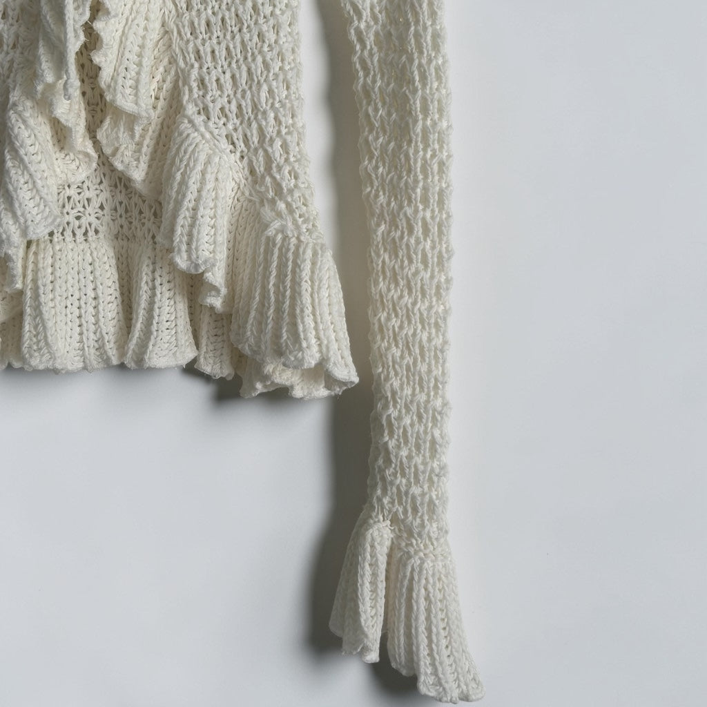 Y2K Coquette Ruffled Cardigan • Soft Cotton Blend