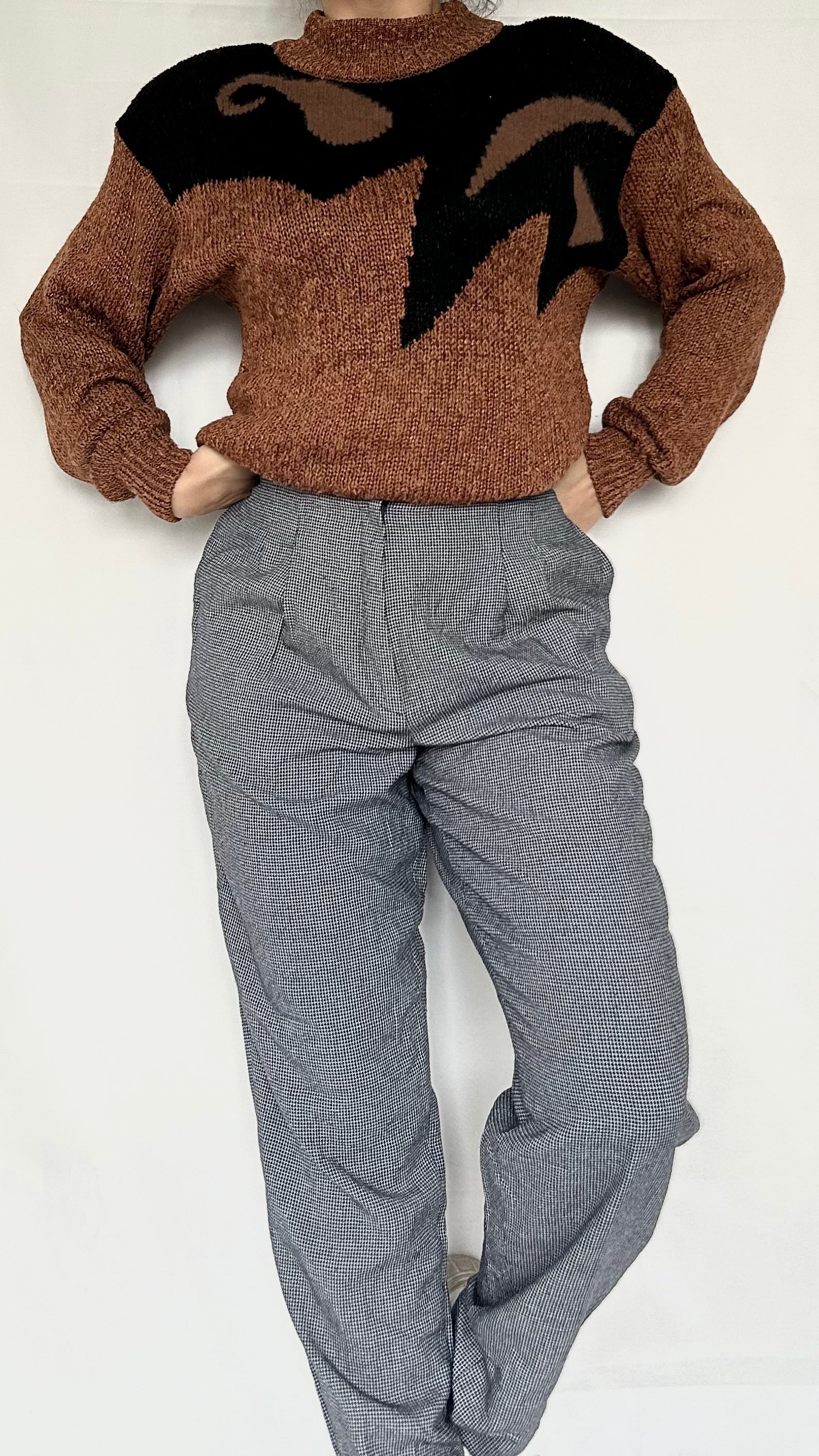 Vintage High Waisted Office Pants B&W