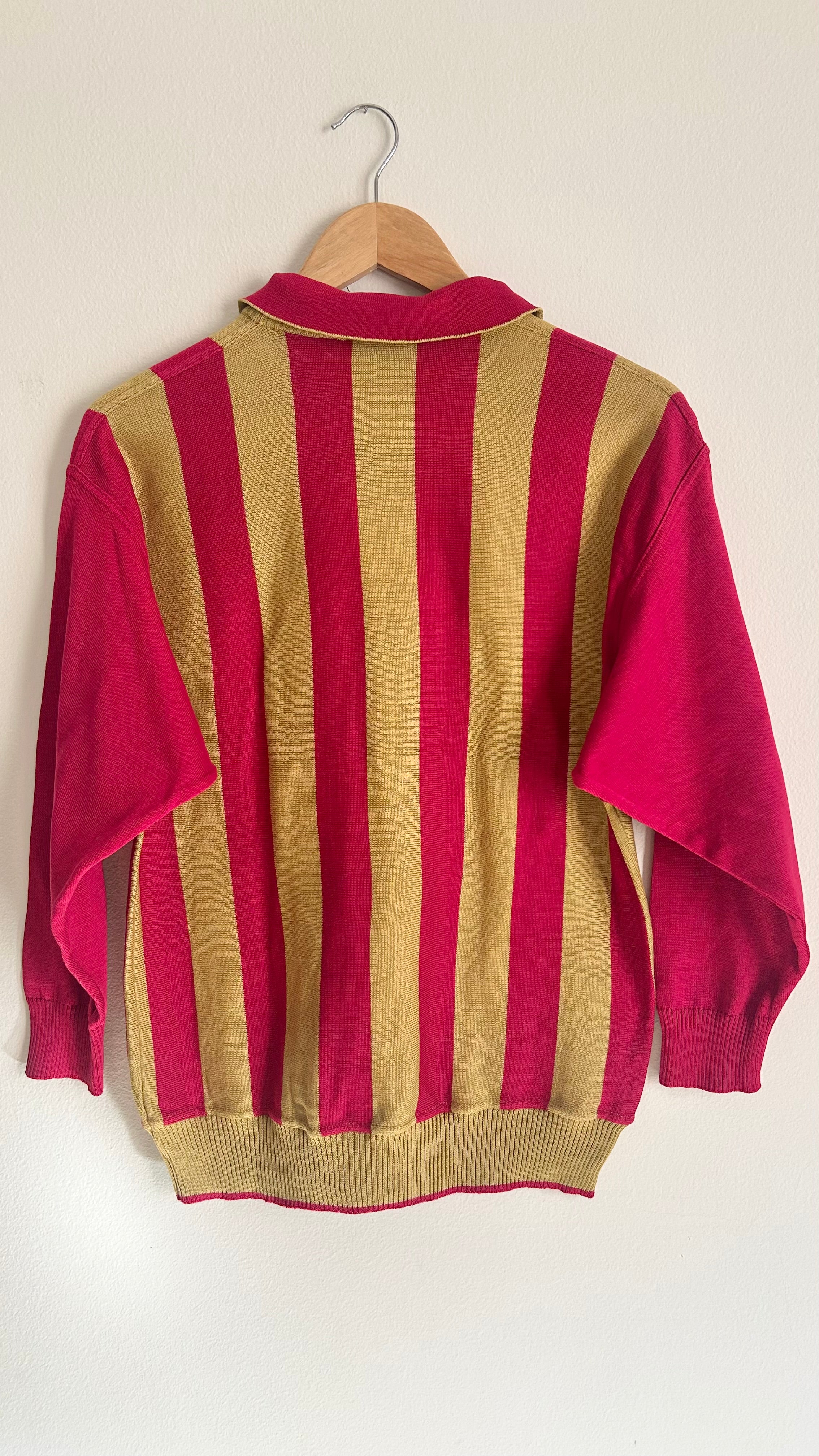 Vintage Etienne Aigner Striped Long Sleeve Polo