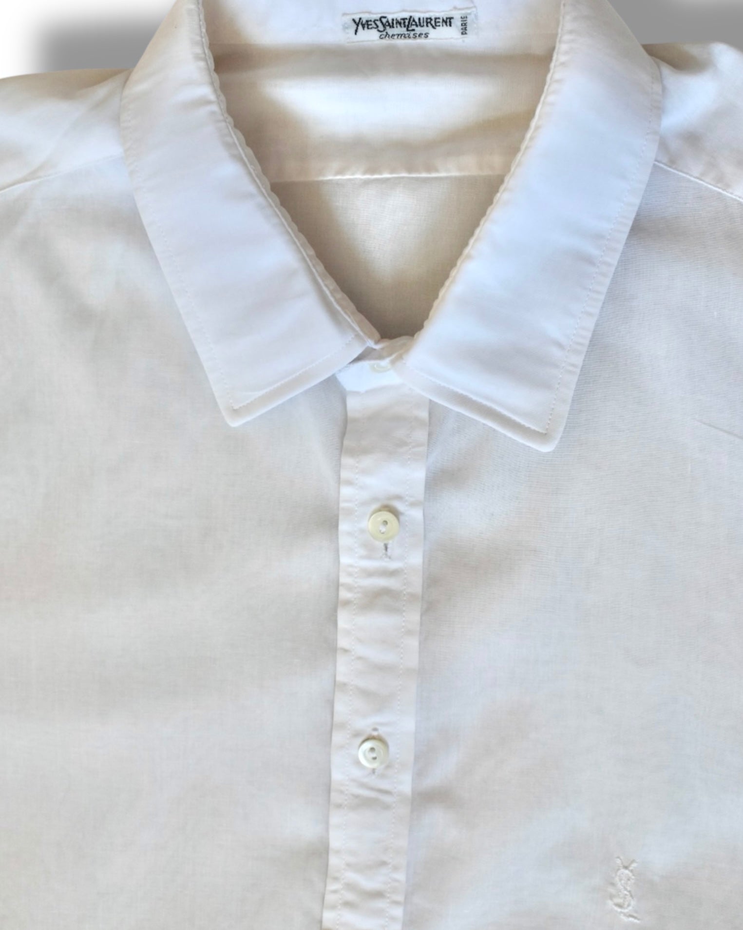 Yves Saint Laurent “Chemises” Vintage White Shirt in Pure Cotton – 80s French Elegance