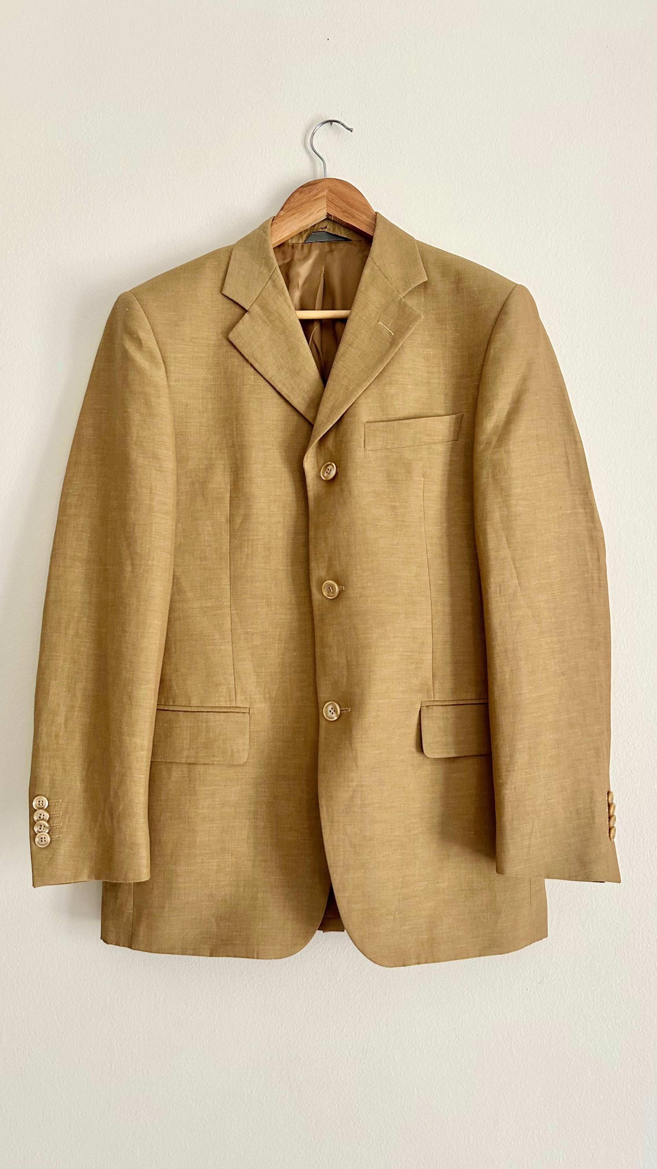 Vintage 1980s Maxi Blazer | Wool & Linen Blend | Italian Size 46