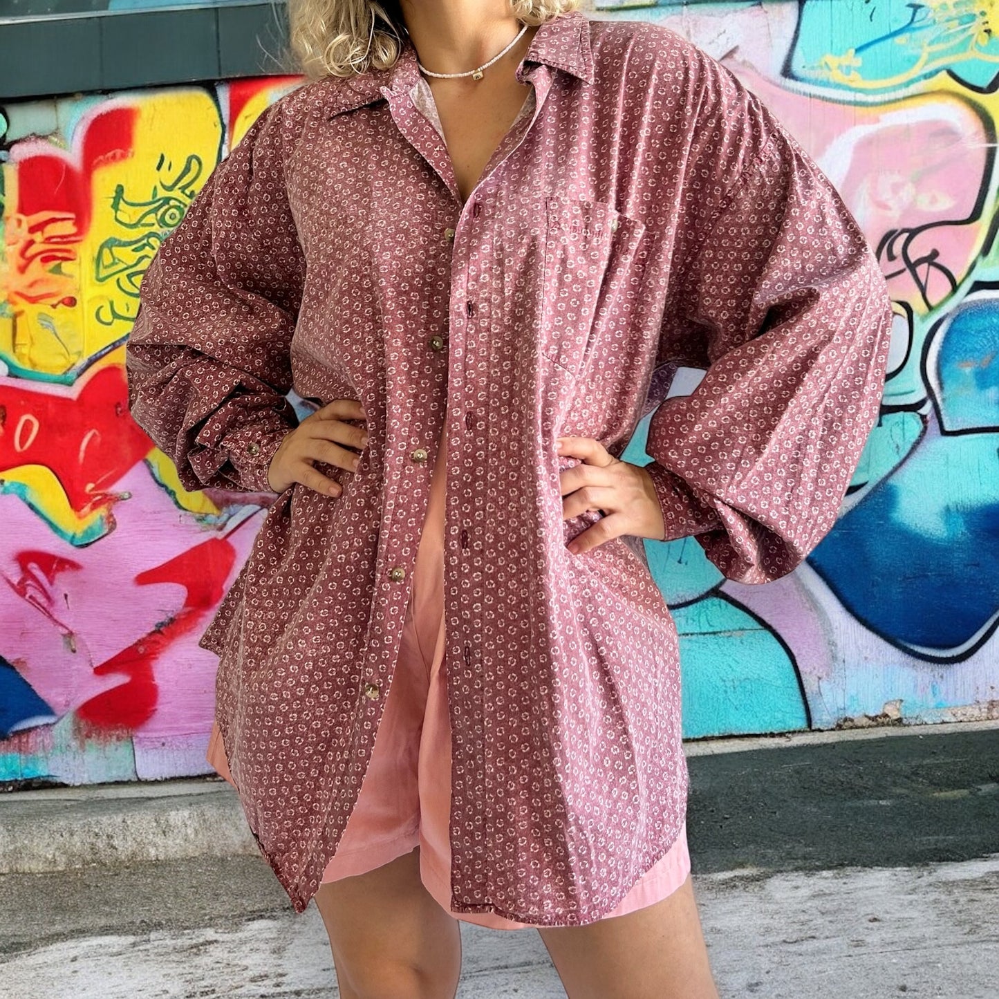 Vintage Patterned Long Sleeve Shirt