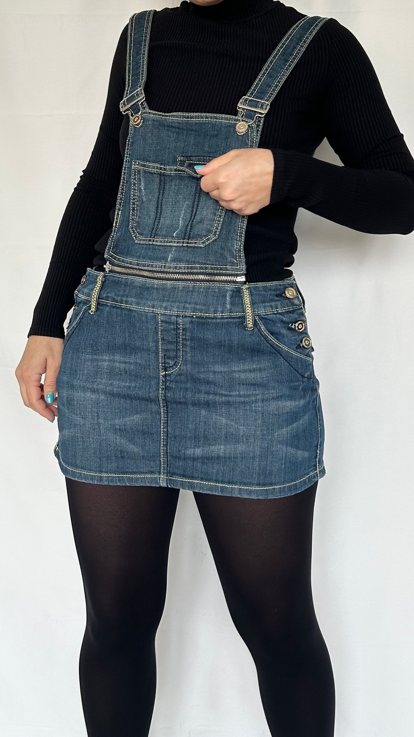 Y2K Mini Skirt Dungarees