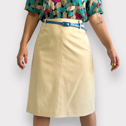 70’s Cream Straight Midi Skirt