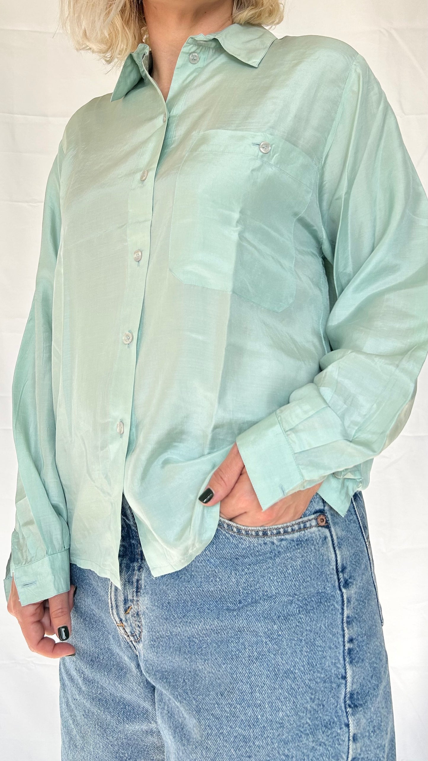 Vintage 100% Silk Long Sleeve Shirt