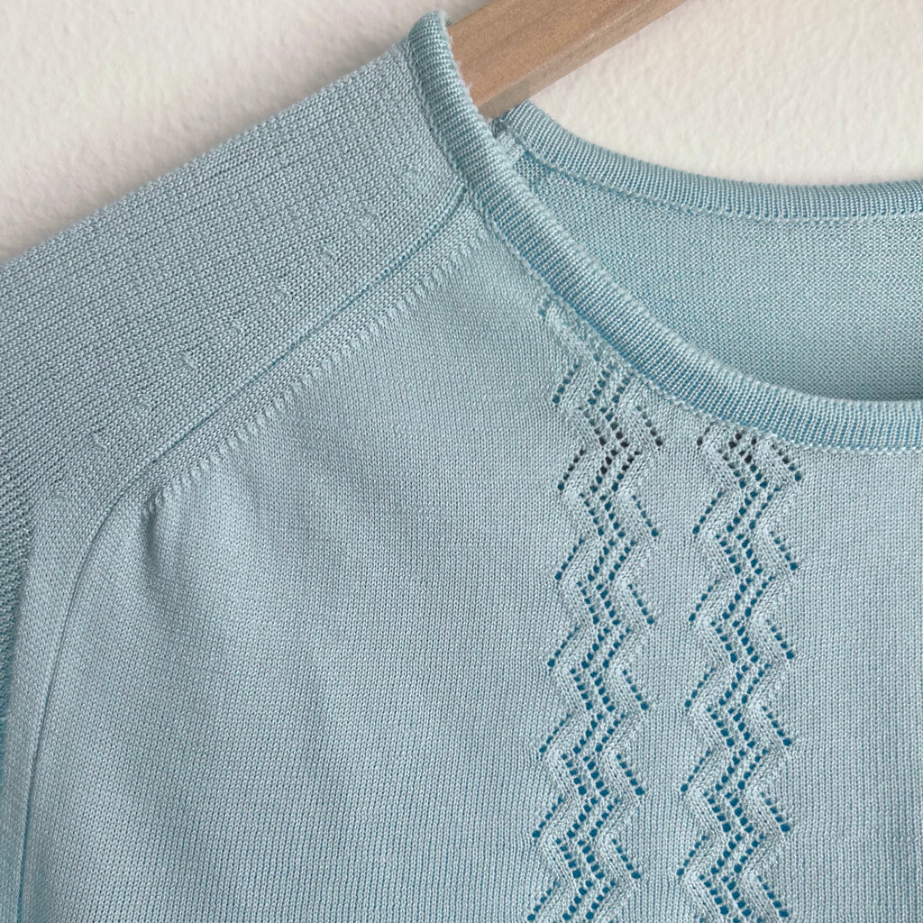 70s Blue Pointelle Knit Top
