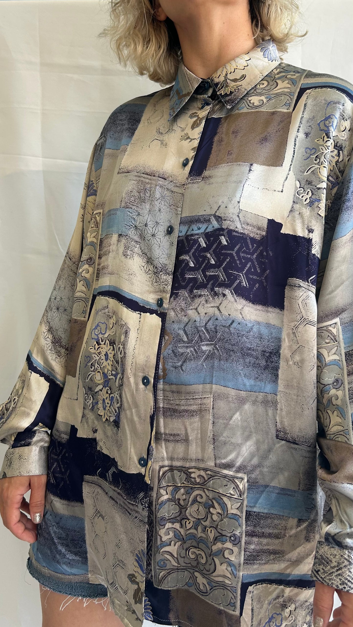 Vintage Patterned Long Sleeve Shirt