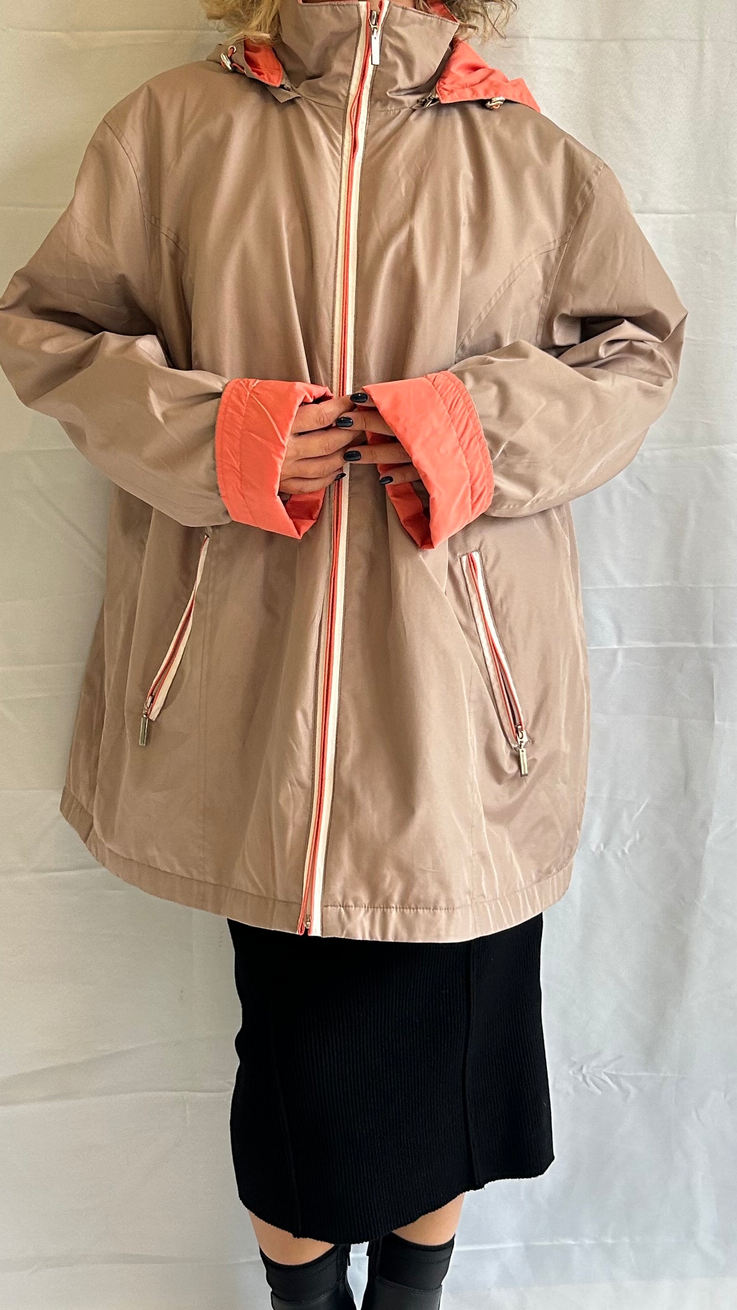 Beige Oversized Windbreaker