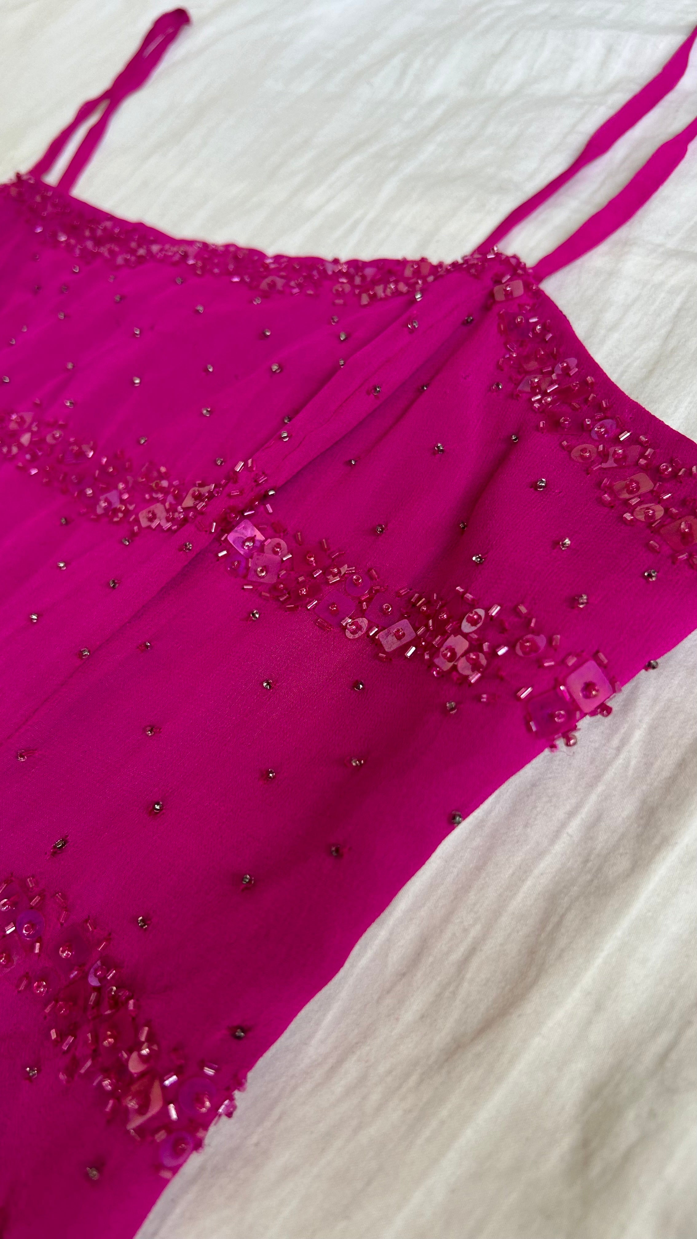 Dead Stock Vintage Corset 100% Silk Fuchsia