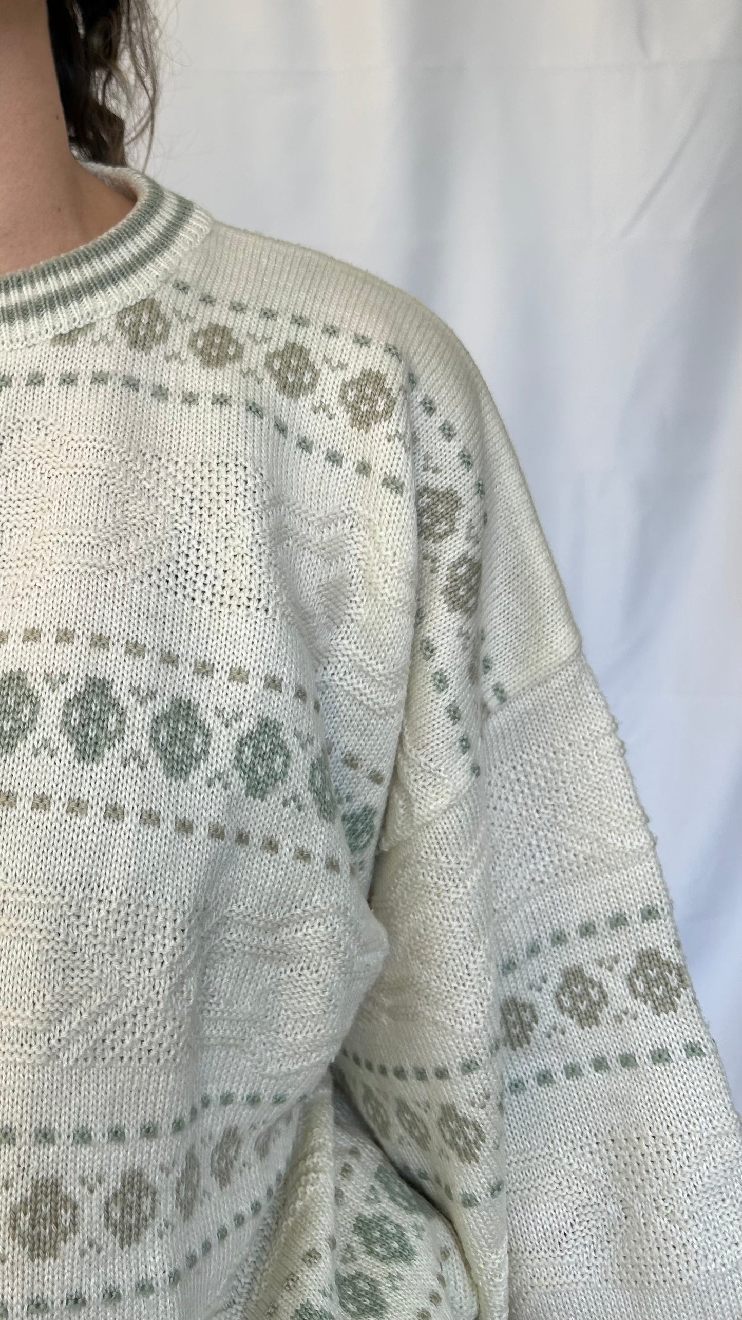 Vintage Cream Patterned Sweater