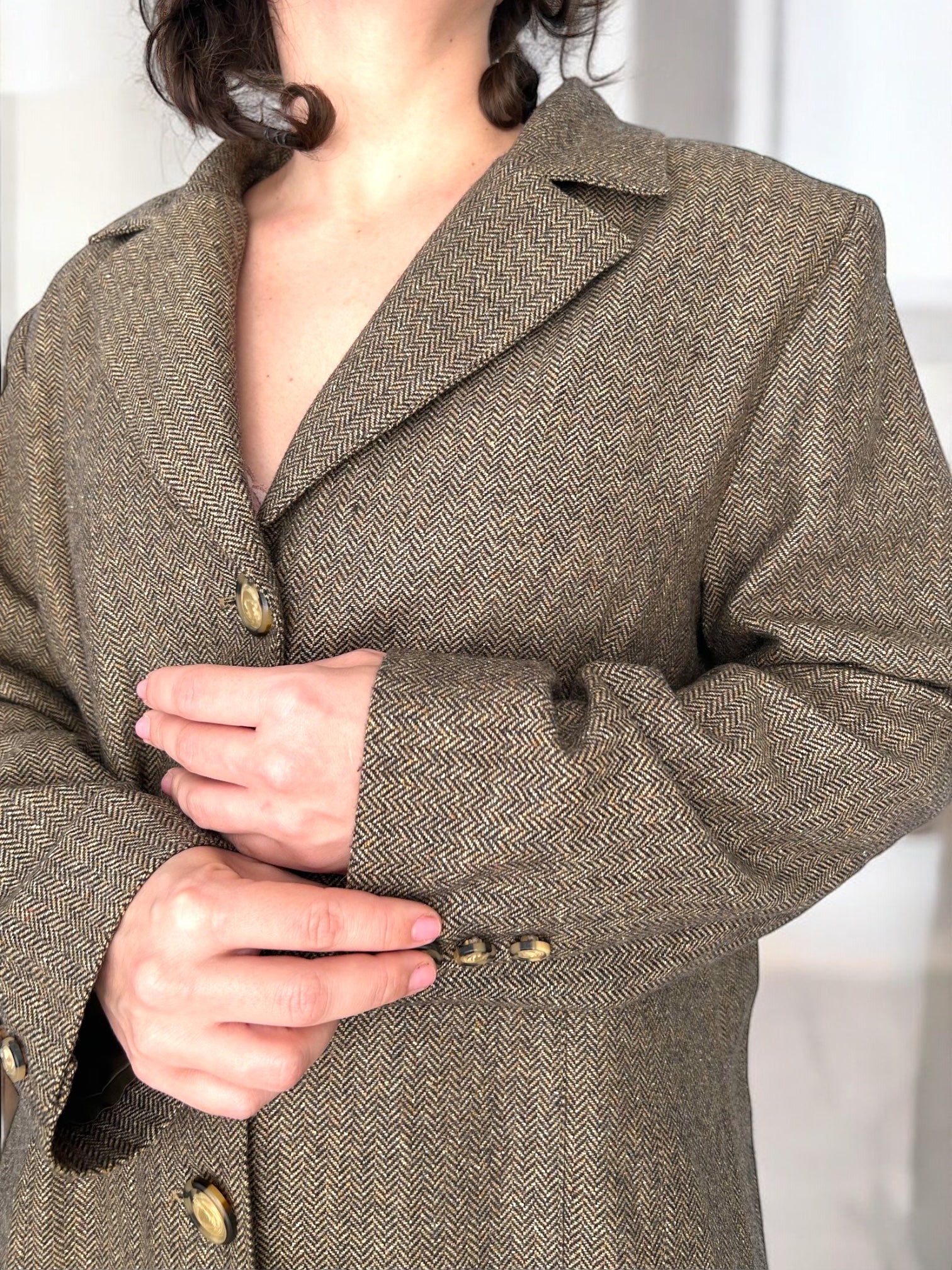Vintage Wool Fishbone Blazer