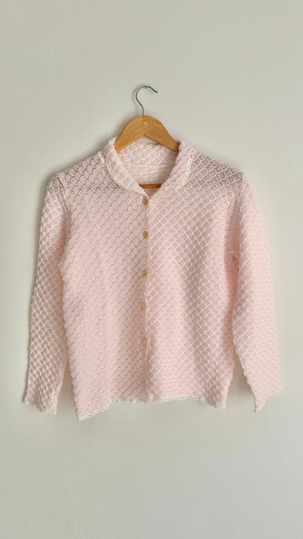 Light Pink Textured Vintage Cardigan