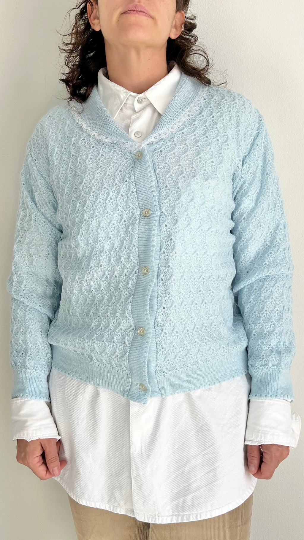 Light Blue Vintage Knit Cardigan