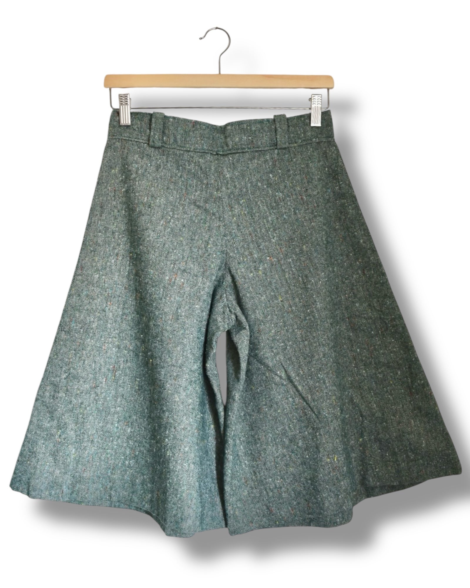 Vintage Women’s Green Wool Tweed Culotte Shorts