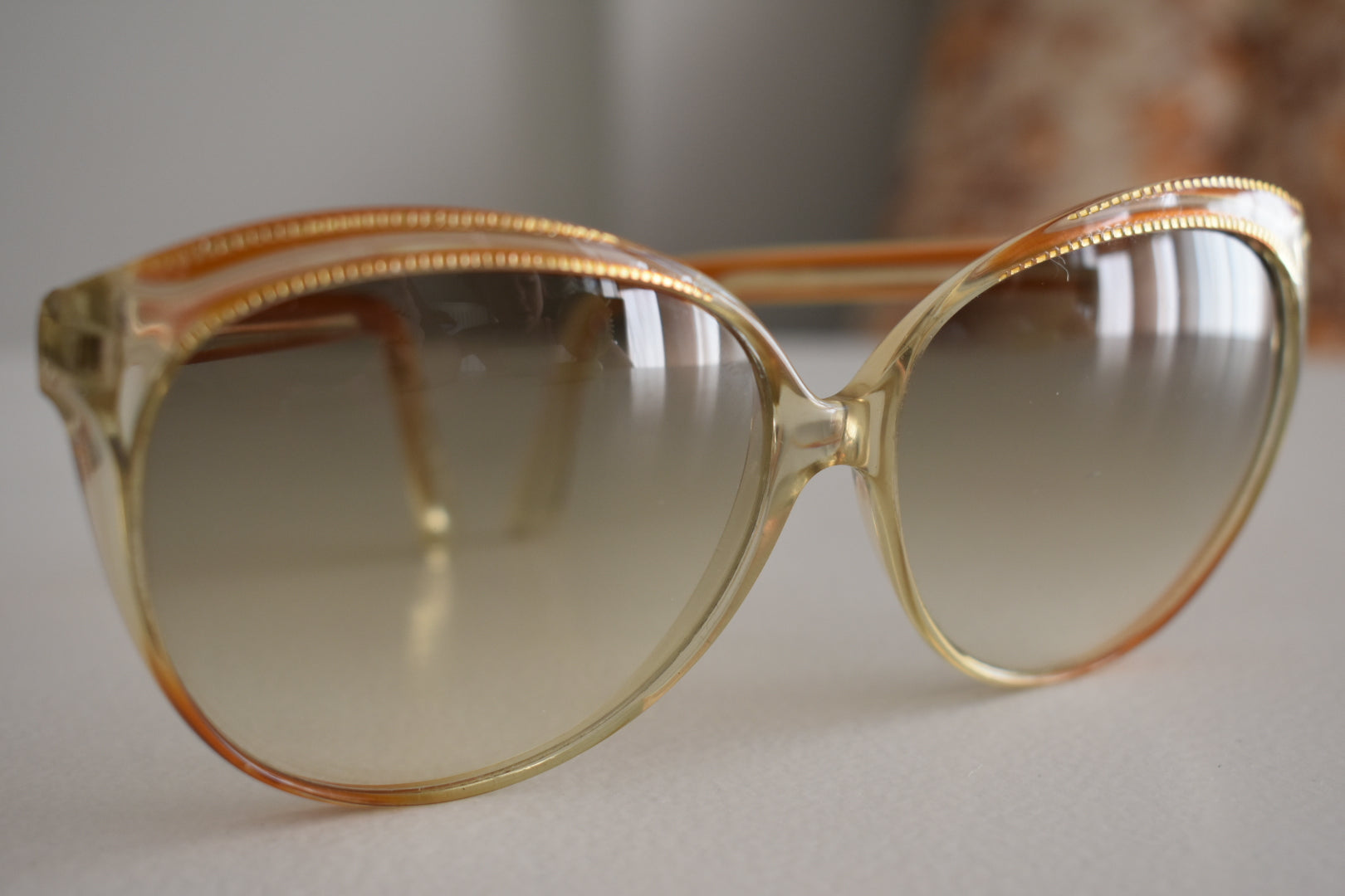 Vintage 1970s Sunglasses – Orange Frame with Gold Details