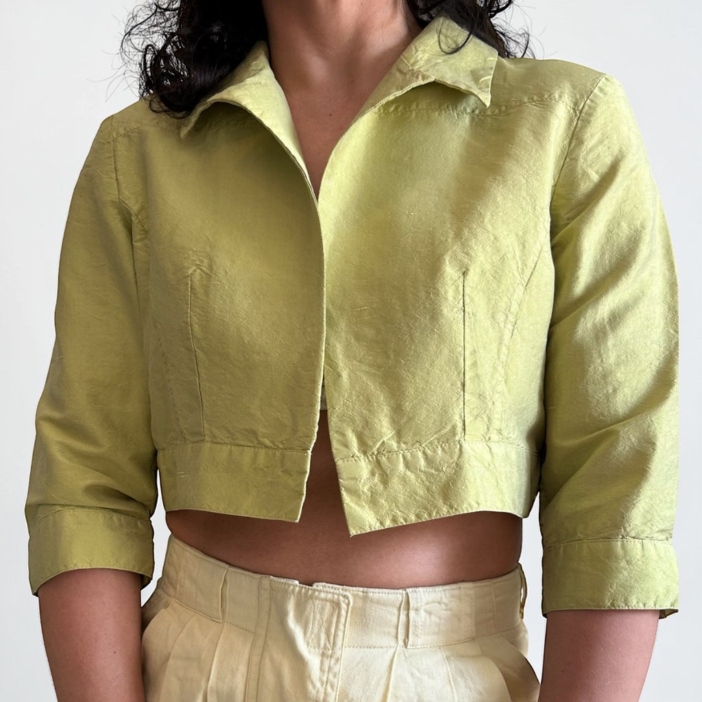 Luxury 100% Silk Cropped Bolero • Lime Green • Linea Raffaelli
