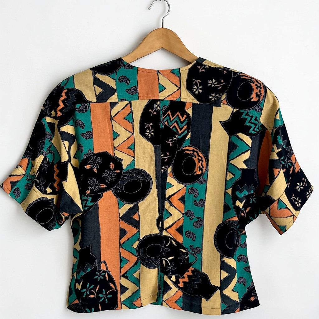 Colorful 90s Statement Blouse • Geometric Shapes