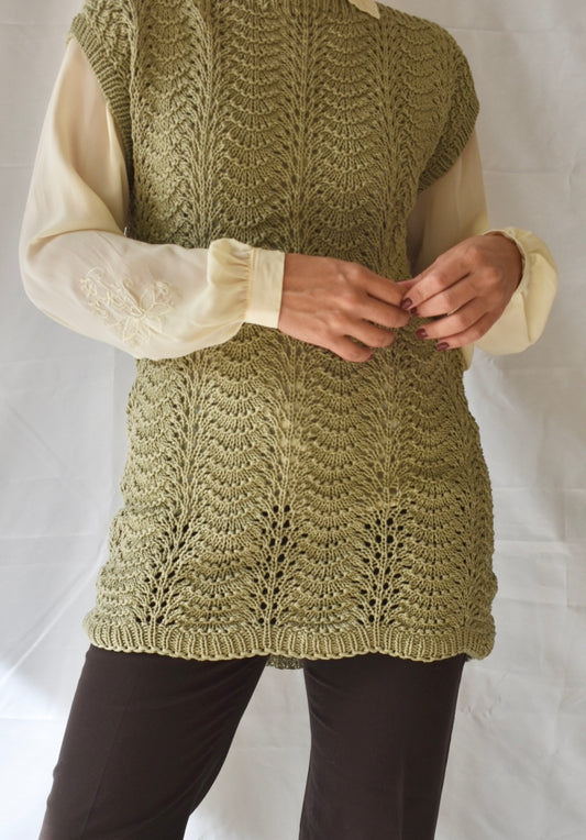 Knitted Olive Green Handmade Vest