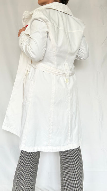 White Denim Trench Coat