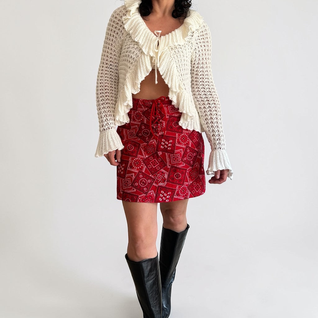 Y2K Coquette Ruffled Cardigan • Soft Cotton Blend