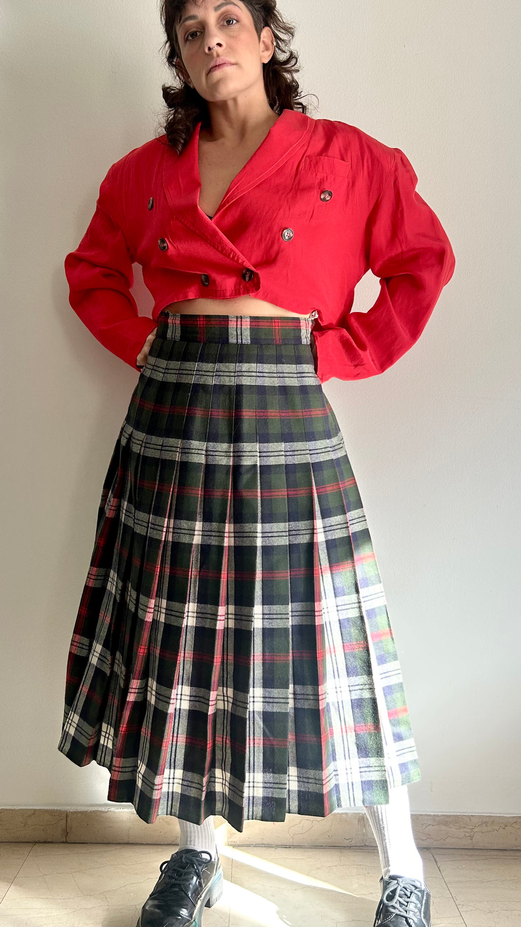 Vintage 80s "Power Chic" Red Cropped Silk Blazer