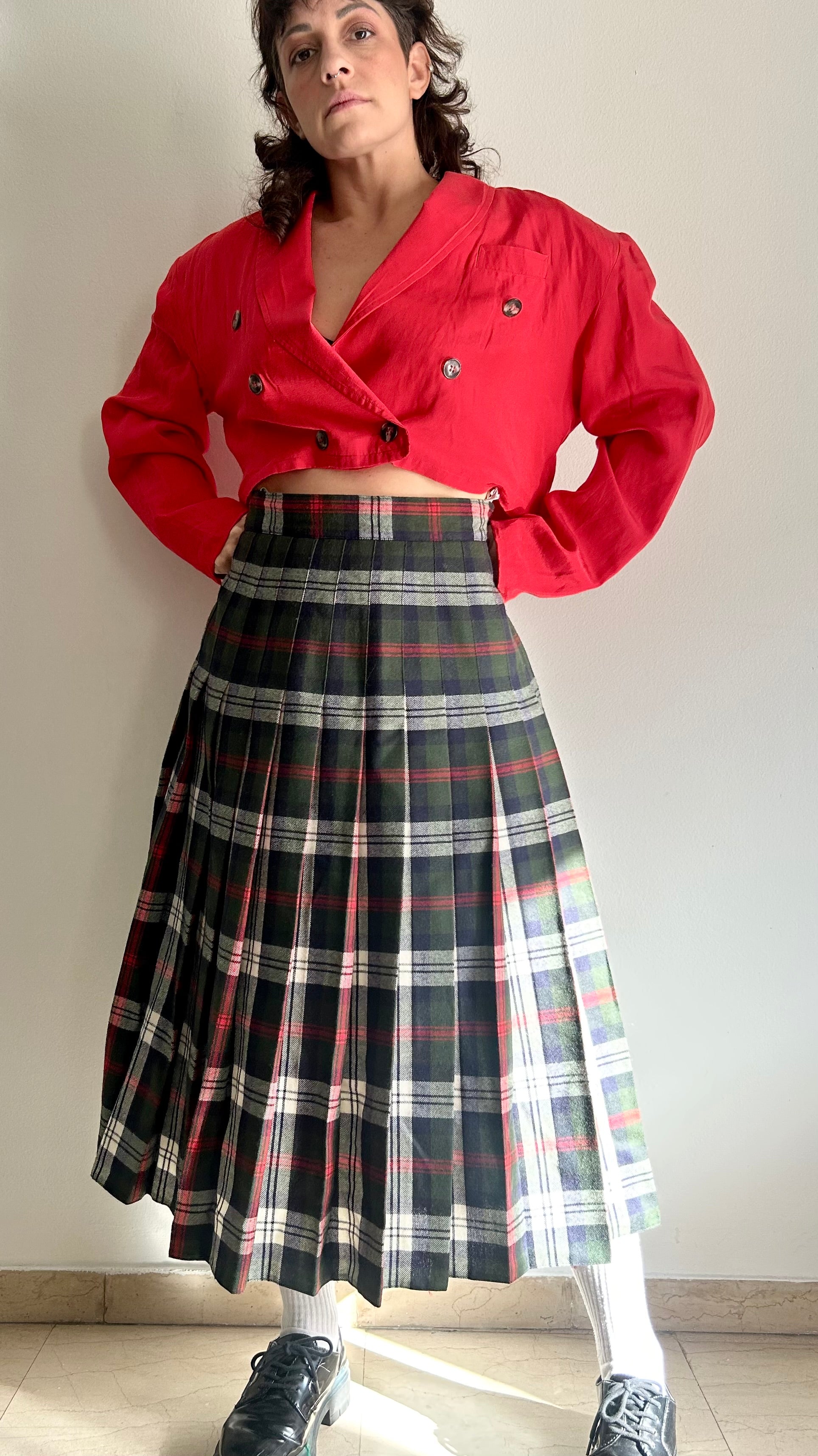 Vintage 80s "Power Chic" Red Cropped Silk Blazer