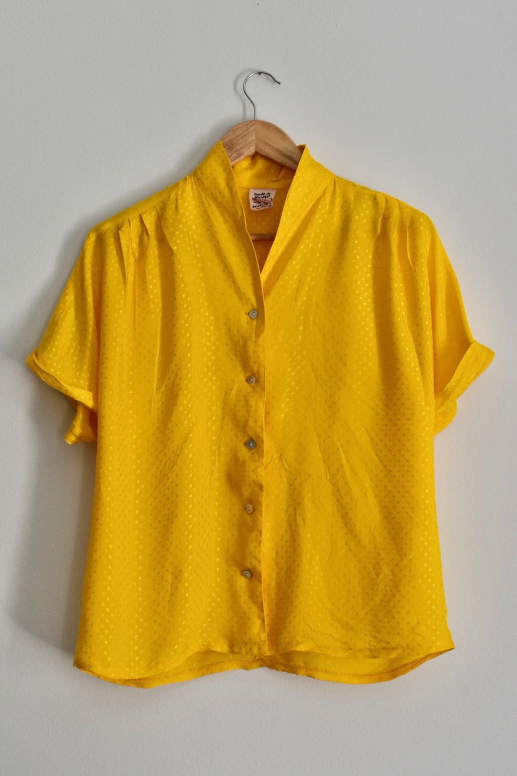 Vintage Mustard Women’s Blouse with Front Buttons