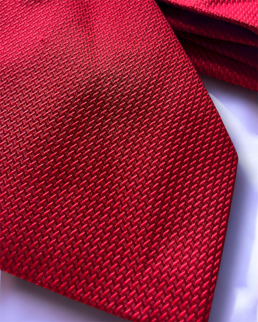 Vintage Silk Tie — Red Textured Weave