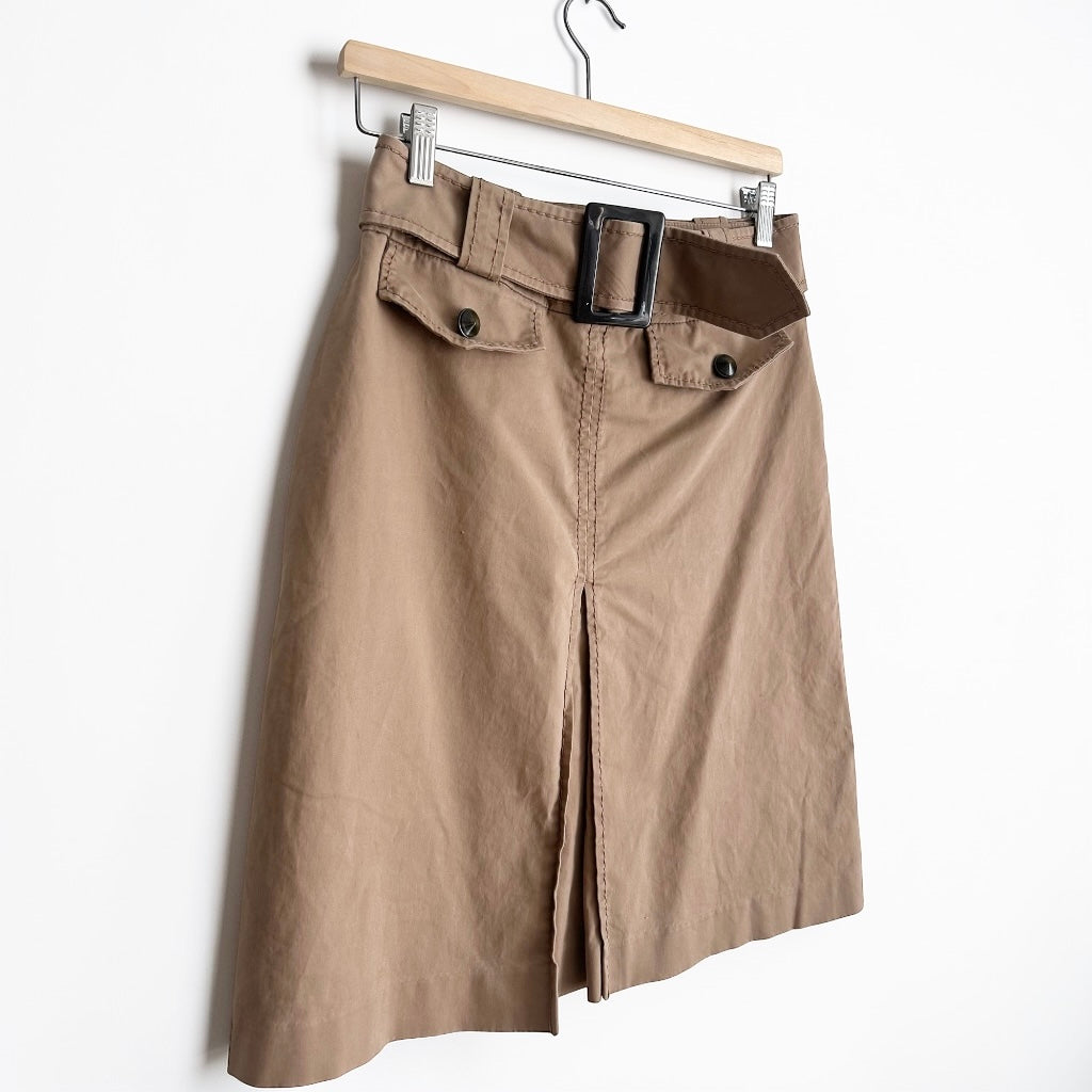 Y2K Camel Tone Belted Skirt