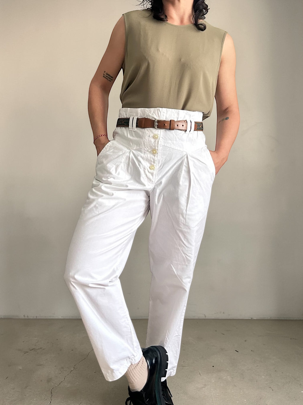 90s Earthy Olive Sleeveless Top