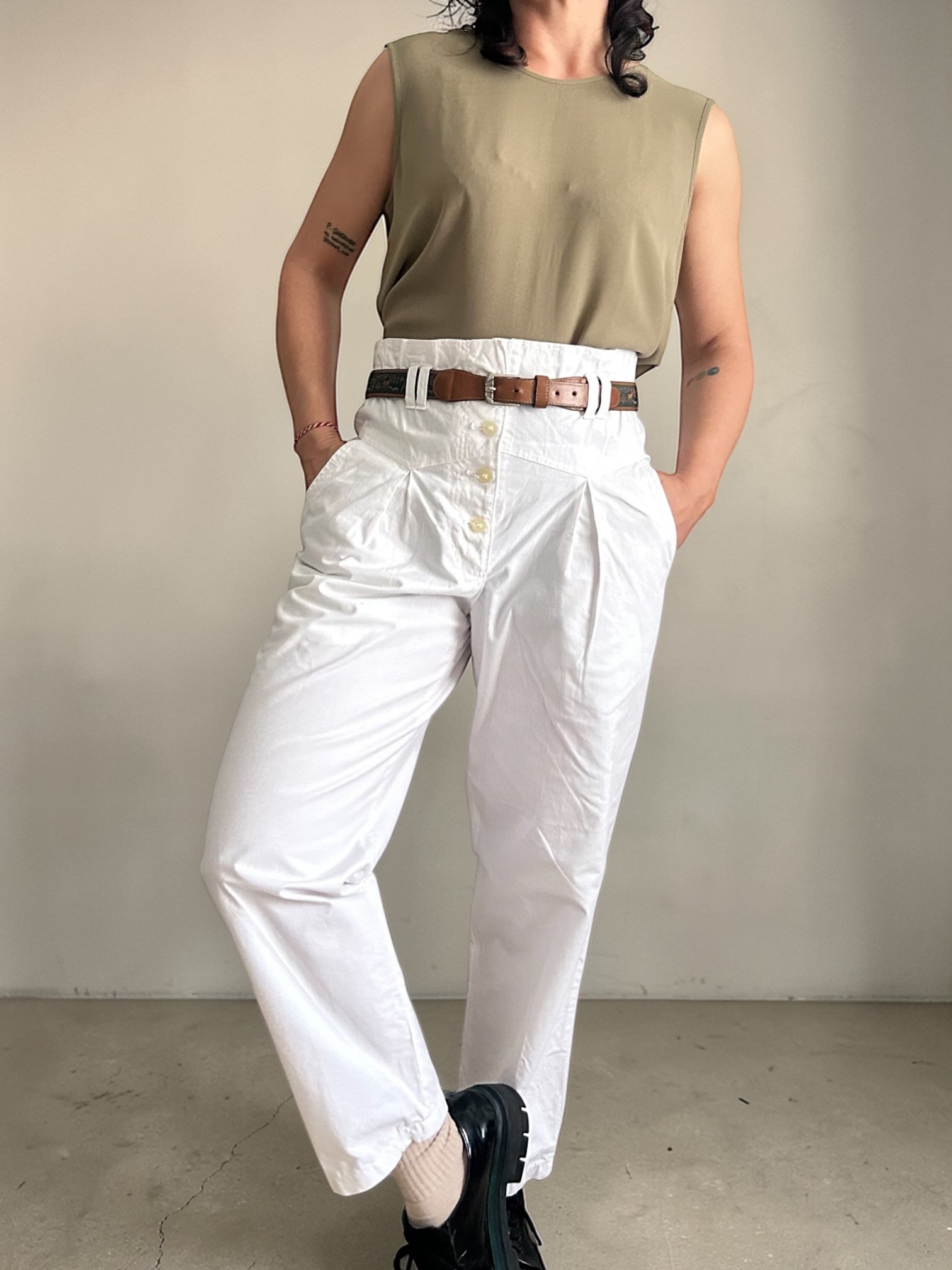 90s Earthy Olive Sleeveless Top