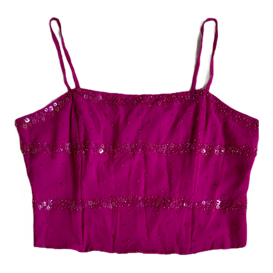 Dead Stock Vintage Corset 100% Silk Fuchsia