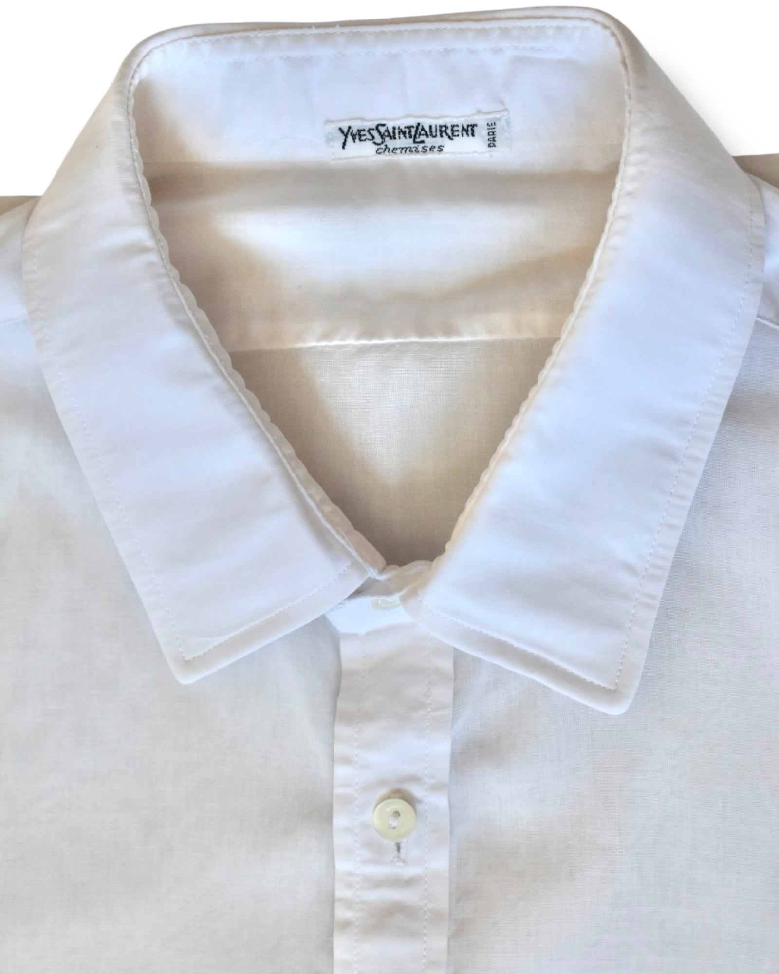 Yves Saint Laurent “Chemises” Vintage White Shirt in Pure Cotton – 80s French Elegance