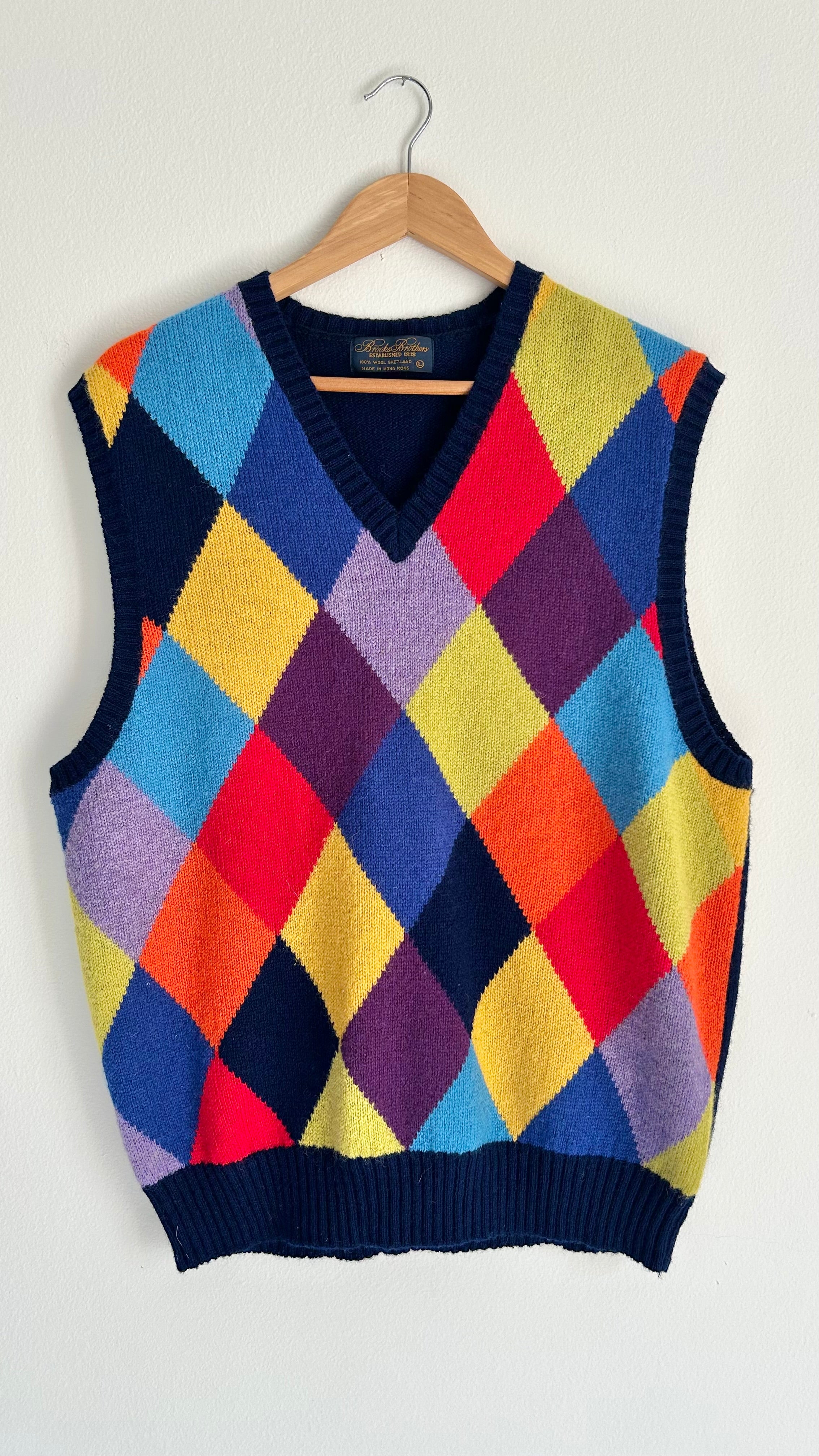 Classic Shetland Wool Vest – Argyle Pattern