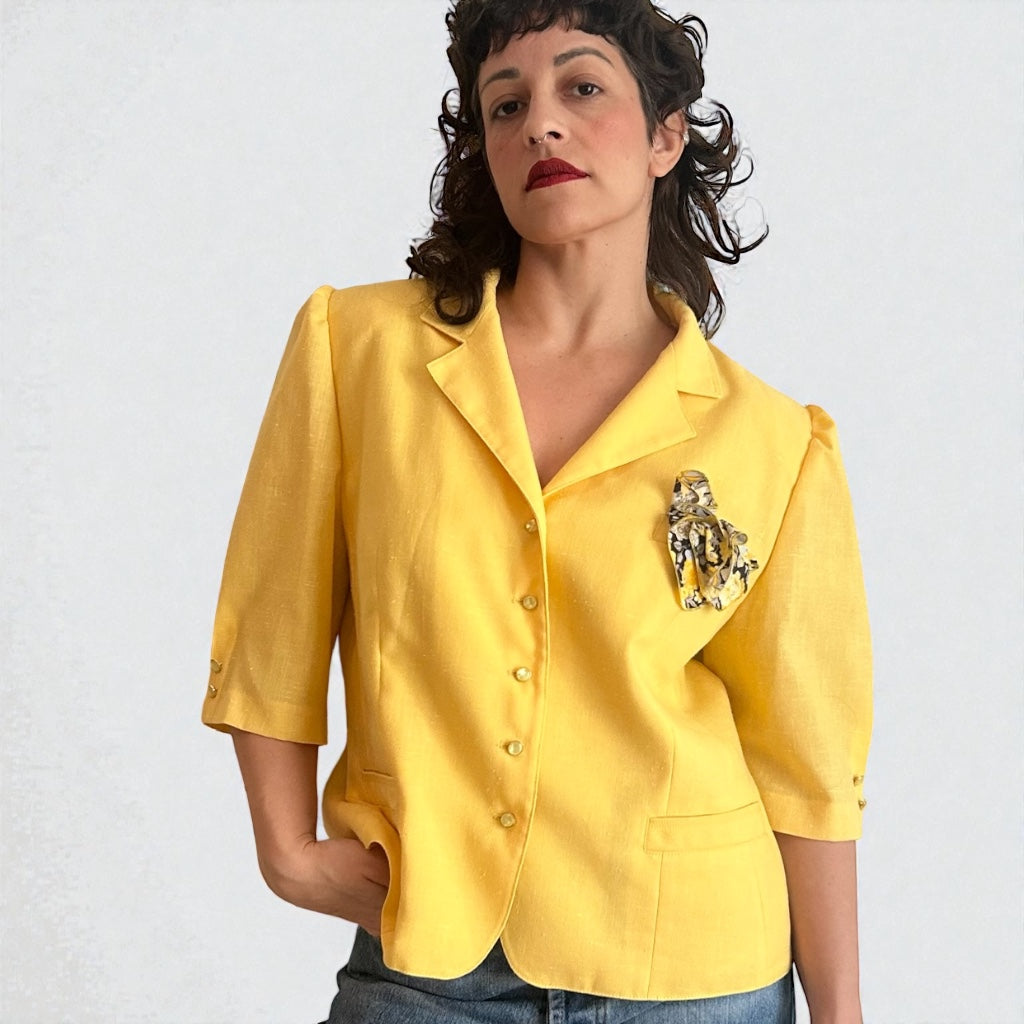 90s Yellow Tailored Blazer - Modal Blend